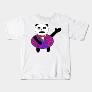 pixel art panda bear waving hi Kids T-Shirt